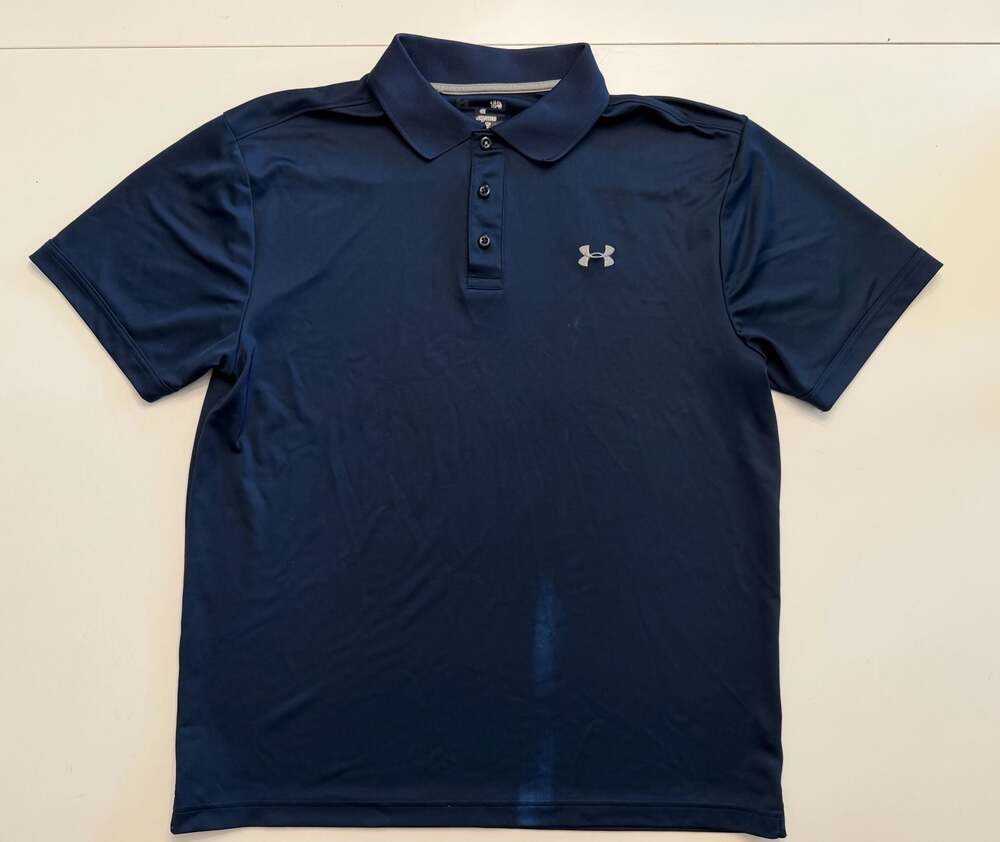 Under Armour Performance Heat Gear Golf Polo Navy Blue Mens
